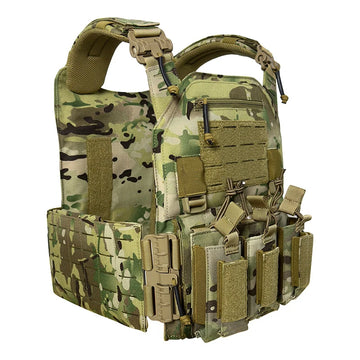 Chaleco táctico de nylon con sistema MOLLE y liberación rápida
